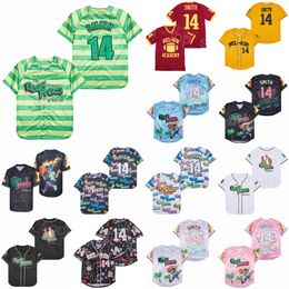 Moive OF The Fresh Prince Baseball Jersey Men 14 Will Smith JAZZY JEFF BLACK White BEL-AIR Academy GRAFFITI ANNIVERSARY (TV Sitcom) Red Blue Green Pink Yellow Sewing