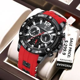 Wristwatches POEDAGAR Outdoor Sport Watches For Men Luxury Silicone Strap Luminous Stopwatch Brand Watch Man Waterproof Cool Clocks Date 231118