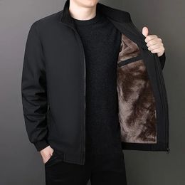 Mens Jackets Browon Brand Winter Jacket Autumn Solid Plush Thick Coat Plus Size 8xl Vertical Collar Warm Wear 231118
