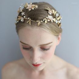 Headpieces Fashion Pearl Flower Headband Bridal Wedding Crown Hair Accessories Band Tiara Crystal Headpiece Jewelry