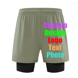 Men's Shorts 2023 Customized LOGO Text Summer Anti-Slip Running Leisure Speed Dry Double-Layer Men's Sports