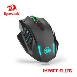 Mice REDRAGON Impact Elite M913 RGB USB 2 4G Wireless Gaming Mouse 16000 DPI 16 buttons Programmable ergonomic for gamer PC 231117