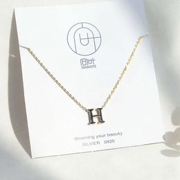 Version of Trendy Korean Collarbone Fashionable and Minimalist Temperament, Drip Glue, English Letter H Necklace, Female
