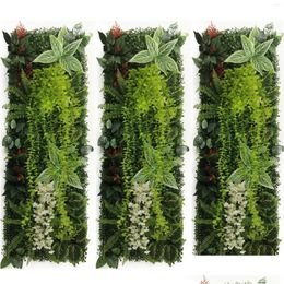 Decorative Flowers & Wreaths Decorative Flowers 40Cm 120Cm Wall Artificial Plant Lawn Grass Mat Greenery Panel Decor Fence Carpet Real Dhcde