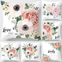 Pillow Valentine's Day Pillowcase Gift Love Rose Flower Sofa Peach Velvet Rectangle Cover