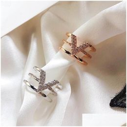 Band Rings Fashion V Shaped Layers Rings For Women Classic Open Ring Adjustable New Jewelry Drop Delivery Jewelry Ring Dhgarden Otr1I