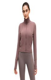 Nakedfeel Fabric Slim Fit Yoga Sport Jacket Women Fu Zipper Ribbed Gym Fitness Coat with Two PocketThumb Holes89424433949611