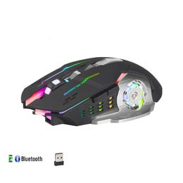 Mice Wireless Gaming Mouse Rechargeable Bluetooth 2 4G With 7 Color Backlit 6 Buttons Silent Click for Laptop IPad Mac Pc 231117