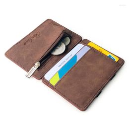 Wallets Ultra Thin Mini Small Zipper PU Leather Coin Purse Pouch Plastic Credit Bank Card Case Holder Women Men