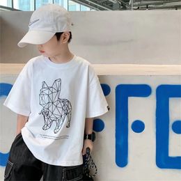 Polos Children s Round Neck Temperament Summer T shirt Five point Sleeve Simple Trend All match Korean Style Clothing 230417