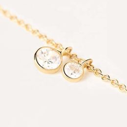 Firstmadam Elegant Design Double Diamond Pendant Gold Fine Jewelry Necklace