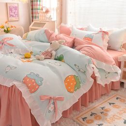 Bedding sets Fourpiece Set Spring and Autumn Brushed Pastoral Style Bed Sheet Quilt Cover Bedspread Student Threepiece 231130