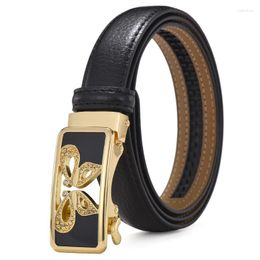 Belts 2023 Luxury Designer Genuine Leather Women Waist Strap For Jeans Gold Butterfly Buckle Belt W/2.4cm Fashion Waistband