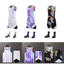 Outdoor T-Shirts Arrival Camouflage Basketball Jersey Set Men's Blank Running Tracksuit Breathable Adult Team Sports Kits Basketball Uniforms 231117