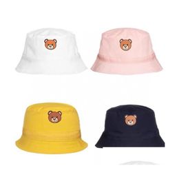 Caps Hats Kids Hat Baby Cute Bucket Bear Thin Girl Fisherman Boys Sunhat Four-Color Spring Summer Boy Sunsn Children Leisure Drop Dh3Zj