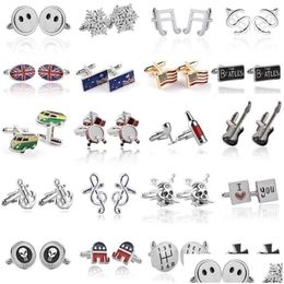 Cuff Links Cuff Links Fashion Man Cufflink Designer Jewellery Funny Alloy Skl Anchor Snowflake Elephant Innovative Sier Black Gold Cuffl Dhbiw