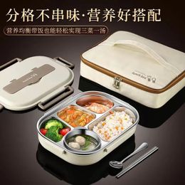 Thermoses 304 stainless steel compartment insulated lunch box office worker students sealed portable bento Microwae Heating food container 231117