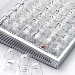 Keyboards 132 Keys Crystal Transparent backlit Keycaps For MX Switch Mechanical Gaming Keyboard CBSA Profile Keycap ISO Layout RGB Key Cap 231117