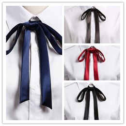 Neck Ties Thin Satin Bowtie Solid Colour Girls Clothes Ornament Women Students Vintage Elegant Ribbon Knot Shirt Accessory 230418