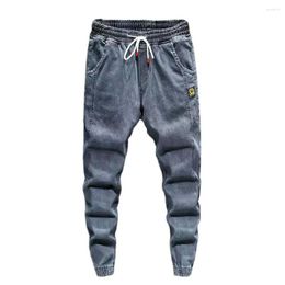 Men's Jeans Men Denim Pants Bottoms Harem Drawstring Lace-up Ankle Tied Streetwear