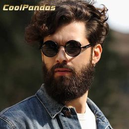 Sunglasses COOLPANDAS Round Sun Glasses Men Women Polarised Sunglasses John Lennon Granny Sunglasses Gothic Steampunk Vintage Sol Eyewear Q231118