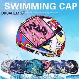 Swimming caps Swimming Cap Printed Quick Drying Men and Women Sports Swim Pool Cap Swimming Hat Cover for Adult Fashion Swimming Equipment P230418