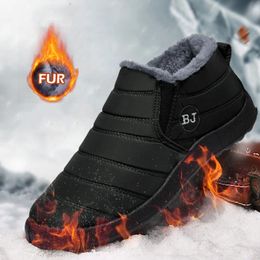 Boots Men Winter Plus Size Shoes Warm Fur Snow Plush Inside Black For Waterproof Mans footwear 231117