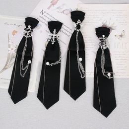 Neck Ties Hand Made Black Ribbon Tie Crystal Jewellery Men Shirts Girl Boys Collar School Uniform Women tie 230418