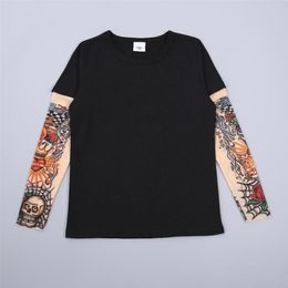 Polos Brand Children Clothing Baby Boy Tattoo Printed T Shirts Autumn Spring Long Sleeve Tees Patchwork Hip Hop T shirt Kids Tops 230417