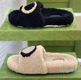 winter Men slipper fashion Lazy black white letter women designer shoes sexy platform Lady Cartoon Plush slippers keep warm wool flops Large