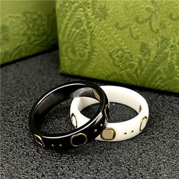 Ceramic Ring DoubleBlack and White Zirconia Ceramic Ring with Gold Sheet