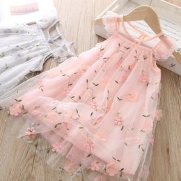 Girl Dresses Girl's Toddler Baby Girls Floral Cute Ruffle Tulle Dress Outfits Wedding Birthday Princess Short Sleeve Party Sundress Kid