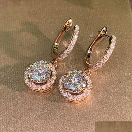 Dangle & Chandelier Classic Design Round Dangle Earrings For Women Dazzling Crystal Cz Engagement Wedding Jewelry Statement Dhgarden Oteix