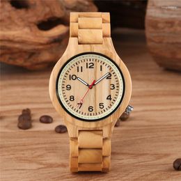 Wristwatches Retro Wooden Arabic Number Dial Clock Luminous Pointers Men Watch Quartz Analogue Timepiece Adjustable Length Wood Bracelet Gift