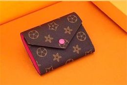 Top Quality Fashion Designer Women Short Wallet woman purse Discount original box card holder ladies handbag checked flower