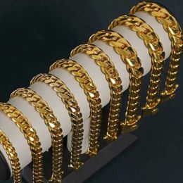 Cadenas Cubanas Italian Craftsmanship Custom Luxury 10k 14k 18k Solid Real Yellow Gold Miami Cuban Link Bracelet for Men