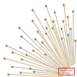 50pcs/100pcs Stainless Steel Ball Head Pins Gold Plated Eye Pins Supplies For Jewellery Making Handmade DIY Jewellery Accessories Jewellery MakingJewelry Findings