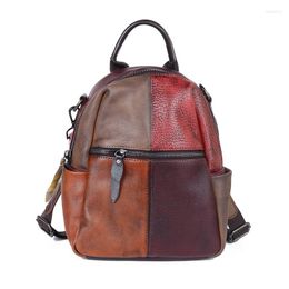 Evening Bags Fashion Women Backpacks For Lady Cowhide Backpack High Quality Patchwork Soft Leather Luxury Book Bag