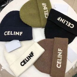 CELINF Autumn/Winter Knitted Hat Big Brand Designer Beanie/Skull Caps Stacked Hat Baotou Letter Ribbed Woollen Hat972