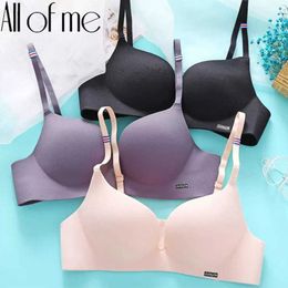 Bras Women Sexy Seamless Smooth Bras One pieces Nylon Female Brassiere Intimate Lingerie Push Up Bra Solid Colour Bralette A/B Cup P230417