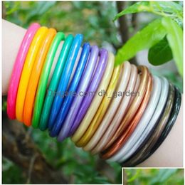 Bangle Bangle Shiny Colours Buddhist Rush Sequins Bracelet Fine Bharm Girls Sile Plastic Glitter Jelly Lucky Charm Buddha Light Gift Pu Dhtd7