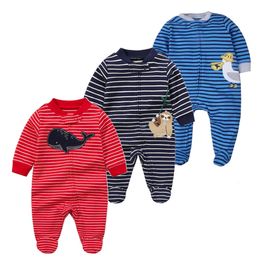 Rompers born Baby Boys Girls Clothes Soft Cotton Footed Infant Jumpsuit Striped Ropa Bebe Clothing Costume 231117