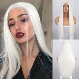 Synthetic Wigs Is a wig Long Straight White Cosplay for Women 60 613 Blonde Grey Pink Black Colour Daily Party Lolita 230417