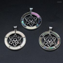 Pendant Necklaces 2023 Natural Abalone Shell Pentagram Round Shape Charms For Making Women Men Jewerly Necklace Gift 42x42mm