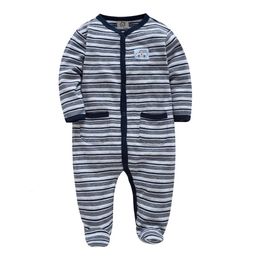 Rompers Fall Winter born Baby Clothes Cotton Striped Cartoon Print Boy Jumpsuit Long Sleeve ropa de bebe Clothing 231117