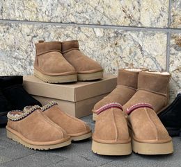 Tasman Slippers Tazz Slides Mustard Seed Sheepskin Shearling Classic Ultra Mini Platform Boot Winter Mules Women Men Slip-on Shoes Suede Upper UGGsity slippers 50ES