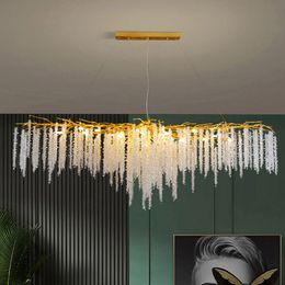 Modern Creative Chandelier Restaurant Golden Luster Luxury Crystal Led Lighting Chandelier Indoor Lighting Living Room Lamps