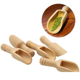 Spoons Mini Wooden Scoops Bath Salt Powder Detergent Spoon Candy Laundry Tea Coffee Eco Friendly Wood Toy Kitchen Tool Drop Dhgarden Dhljw