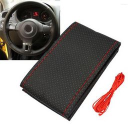 Steering Wheel Covers Car 38cm Braid Cover Needles And Thread Artificial Leather Suite 3 Colour DIY Texture Soft Auto Accessories