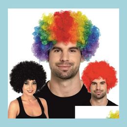 Other Event Party Supplies Men Lady Clown Fans Carnival Wig Disco Circus Funny Fancy Dress Stag Do Fun Joker Adt Child Costume Afr Dhofu